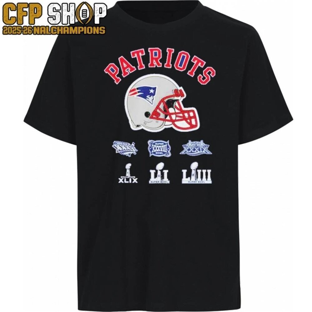 New England Patriots 2026 NFL Title Patches Celebrate T-Shirt 90